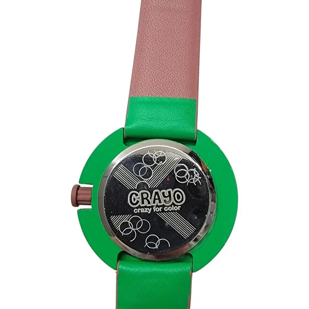 Crayo Crazy For Color Green Brown Analog Quartz Watch Silicone Band Battery